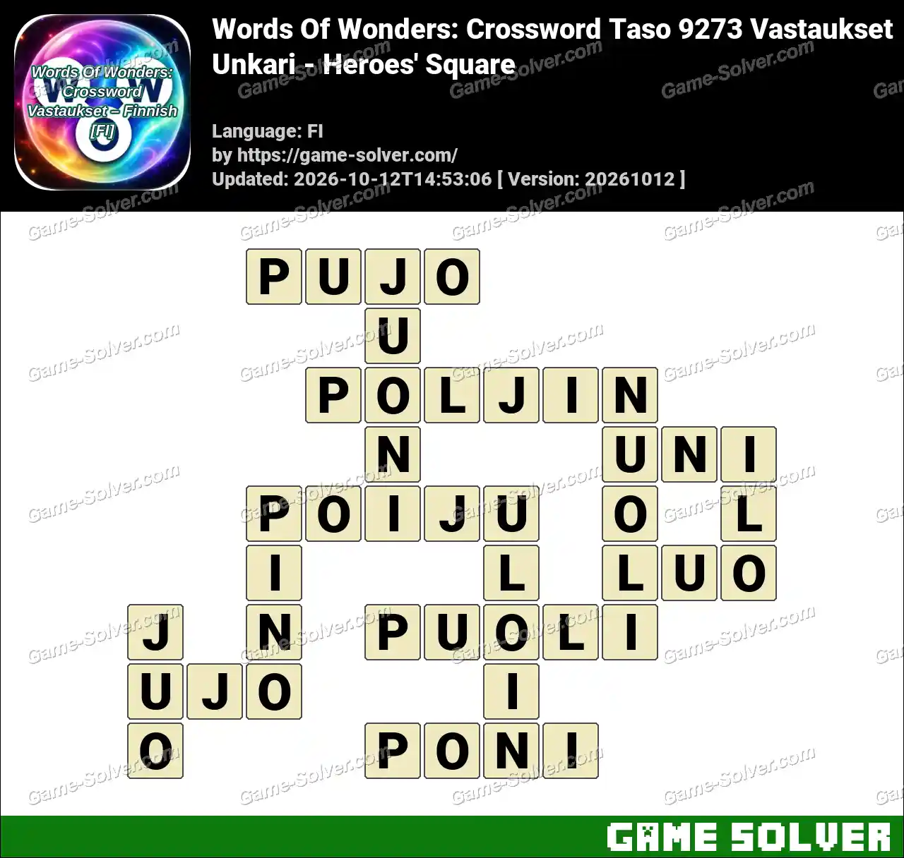 Words Of Wonders: Crossword Taso 9273 Vastaukset – Unkari – Heroes’ Square